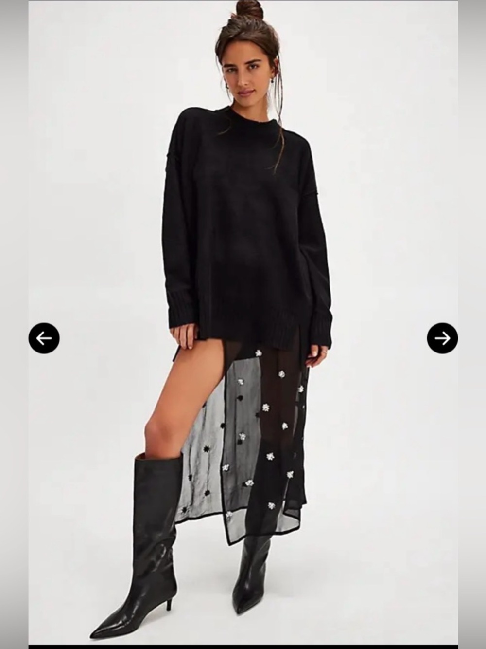 New Free People✨ Apron Embellished Sarong- Black